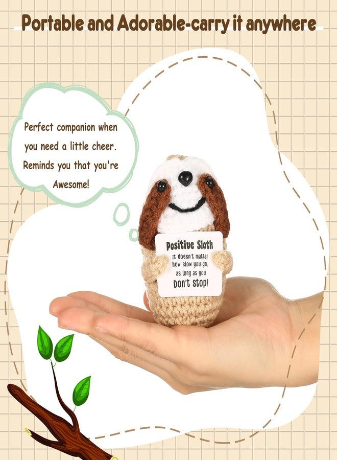 VZZNN 5PCS Positive Crochet Animal Gifts - Inspirational Emotional Support Crochet Animals Handmade Funny Sloth Motivational Knitted Gifts for Women, Men, Birthday, Christmas, Encouragement - Image 2